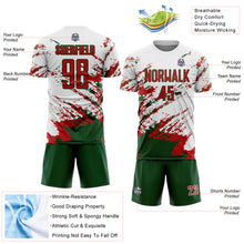 Laden Sie das Bild in den Galerie-Viewer, Custom White Red-Green Abstract Fragment Art Splash Sublimation Soccer Uniform Jersey