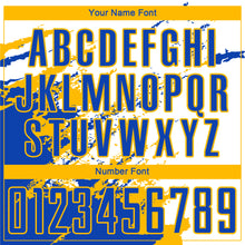 Загрузить изображение в средство просмотра галереи, Custom White Thunder Blue-Gold Abstract Fragment Art Splash Sublimation Soccer Uniform Jersey
