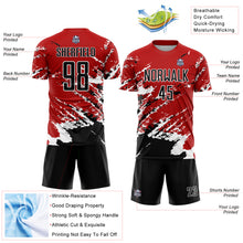 Загрузить изображение в средство просмотра галереи, Custom Red Black-White Abstract Fragment Art Splash Sublimation Soccer Uniform Jersey