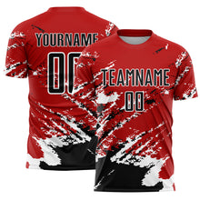 Загрузить изображение в средство просмотра галереи, Custom Red Black-White Abstract Fragment Art Splash Sublimation Soccer Uniform Jersey