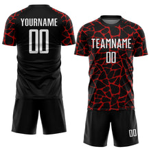 Charger l'image dans la galerie, Custom Black White-Red Abstract Network Splash Sublimation Soccer Uniform Jersey