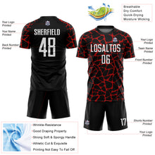 Charger l'image dans la galerie, Custom Black White-Red Abstract Network Splash Sublimation Soccer Uniform Jersey