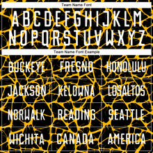 Charger l'image dans la galerie, Custom Black White-Gold Abstract Network Splash Sublimation Soccer Uniform Jersey