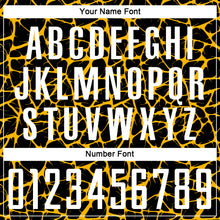 Charger l'image dans la galerie, Custom Black White-Gold Abstract Network Splash Sublimation Soccer Uniform Jersey