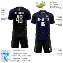 Charger l'image dans la galerie, Custom Black White-Royal Abstract Network Splash Sublimation Soccer Uniform Jersey
