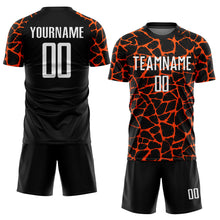 Charger l'image dans la galerie, Custom Black White-Orange Abstract Network Splash Sublimation Soccer Uniform Jersey