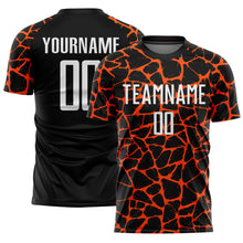 Charger l'image dans la galerie, Custom Black White-Orange Abstract Network Splash Sublimation Soccer Uniform Jersey