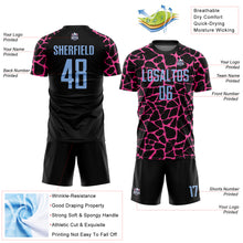Загрузить изображение в средство просмотра галереи, Custom Black Light Blue-Pink Abstract Network Splash Sublimation Soccer Uniform Jersey