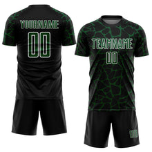 Charger l'image dans la galerie, Custom Black Green-White Abstract Network Splash Sublimation Soccer Uniform Jersey