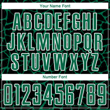 Laden Sie das Bild in den Galerie-Viewer, Custom Black Kelly Green-White Abstract Network Splash Sublimation Soccer Uniform Jersey