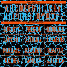 Charger l'image dans la galerie, Custom Black Sky Blue-Orange Abstract Network Splash Sublimation Soccer Uniform Jersey