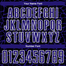 Laden Sie das Bild in den Galerie-Viewer, Custom Black Dark Purple-White Abstract Network Splash Sublimation Soccer Uniform Jersey