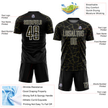 Charger l'image dans la galerie, Custom Black Olive-White Abstract Network Splash Sublimation Soccer Uniform Jersey
