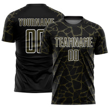Charger l'image dans la galerie, Custom Black Olive-White Abstract Network Splash Sublimation Soccer Uniform Jersey