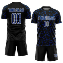 Charger l'image dans la galerie, Custom Black US Navy Blue-White Abstract Network Splash Sublimation Soccer Uniform Jersey
