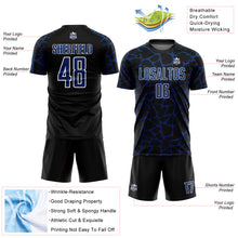 Charger l'image dans la galerie, Custom Black US Navy Blue-White Abstract Network Splash Sublimation Soccer Uniform Jersey