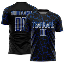 Charger l'image dans la galerie, Custom Black US Navy Blue-White Abstract Network Splash Sublimation Soccer Uniform Jersey