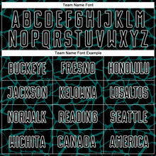 Laden Sie das Bild in den Galerie-Viewer, Custom Black Midnight Green-White Abstract Network Splash Sublimation Soccer Uniform Jersey