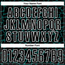 Laden Sie das Bild in den Galerie-Viewer, Custom Black Midnight Green-White Abstract Network Splash Sublimation Soccer Uniform Jersey