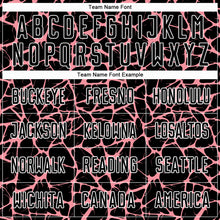 Charger l'image dans la galerie, Custom Black Medium Pink-White Abstract Network Splash Sublimation Soccer Uniform Jersey