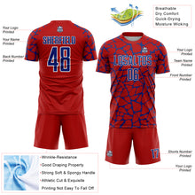 Charger l'image dans la galerie, Custom Red Royal-White Abstract Network Splash Sublimation Soccer Uniform Jersey