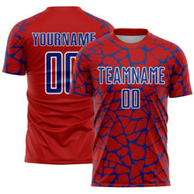 Charger l'image dans la galerie, Custom Red Royal-White Abstract Network Splash Sublimation Soccer Uniform Jersey