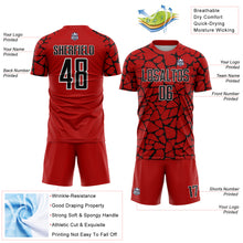 Charger l'image dans la galerie, Custom Red Black-White Abstract Network Splash Sublimation Soccer Uniform Jersey