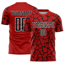 Charger l'image dans la galerie, Custom Red Black-White Abstract Network Splash Sublimation Soccer Uniform Jersey