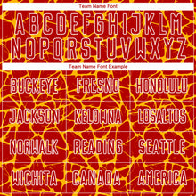 Charger l'image dans la galerie, Custom Red Gold-White Abstract Network Splash Sublimation Soccer Uniform Jersey