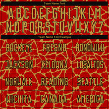 Charger l'image dans la galerie, Custom Red Old Gold-Black Abstract Network Splash Sublimation Soccer Uniform Jersey