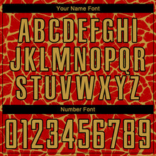 Charger l'image dans la galerie, Custom Red Old Gold-Black Abstract Network Splash Sublimation Soccer Uniform Jersey