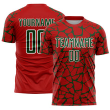Charger l'image dans la galerie, Custom Red Green-White Abstract Network Splash Sublimation Soccer Uniform Jersey