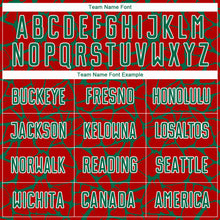 Charger l'image dans la galerie, Custom Red Kelly Green-White Abstract Network Splash Sublimation Soccer Uniform Jersey