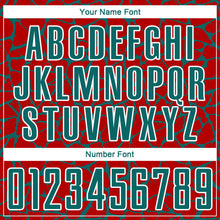 Charger l'image dans la galerie, Custom Red Teal-White Abstract Network Splash Sublimation Soccer Uniform Jersey