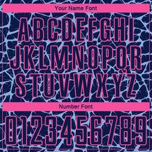 Laden Sie das Bild in den Galerie-Viewer, Custom Navy Light Blue-Pink Abstract Network Splash Sublimation Soccer Uniform Jersey