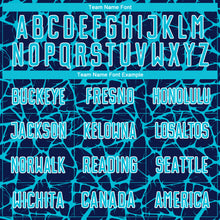 Laden Sie das Bild in den Galerie-Viewer, Custom Navy Lakes Blue-White Abstract Network Splash Sublimation Soccer Uniform Jersey