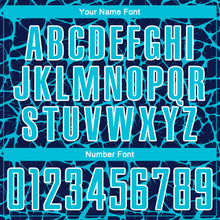 Laden Sie das Bild in den Galerie-Viewer, Custom Navy Lakes Blue-White Abstract Network Splash Sublimation Soccer Uniform Jersey