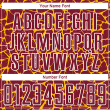 Загрузить изображение в средство просмотра галереи, Custom Crimson Gold-White Abstract Network Splash Sublimation Soccer Uniform Jersey