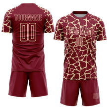 Загрузить изображение в средство просмотра галереи, Custom Crimson Cream Abstract Network Splash Sublimation Soccer Uniform Jersey