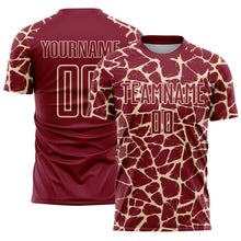 Загрузить изображение в средство просмотра галереи, Custom Crimson Cream Abstract Network Splash Sublimation Soccer Uniform Jersey