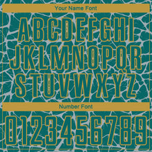 Charger l'image dans la galerie, Custom Teal Gray-Old Gold Abstract Network Splash Sublimation Soccer Uniform Jersey