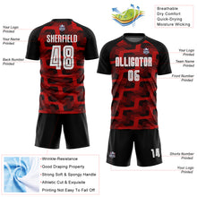 Laden Sie das Bild in den Galerie-Viewer, Custom Black White-Red Line Sublimation Soccer Uniform Jersey