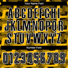 Laden Sie das Bild in den Galerie-Viewer, Custom Black Gold-White Line Sublimation Soccer Uniform Jersey