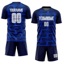 Laden Sie das Bild in den Galerie-Viewer, Custom Navy White-Thunder Blue Line Sublimation Soccer Uniform Jersey
