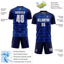 Laden Sie das Bild in den Galerie-Viewer, Custom Navy White-Thunder Blue Line Sublimation Soccer Uniform Jersey