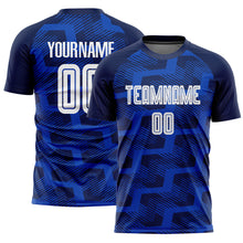 Laden Sie das Bild in den Galerie-Viewer, Custom Navy White-Thunder Blue Line Sublimation Soccer Uniform Jersey