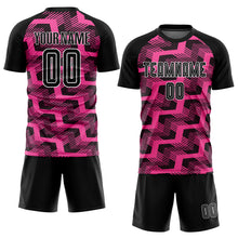 Laden Sie das Bild in den Galerie-Viewer, Custom Black Pink-White Line Sublimation Soccer Uniform Jersey