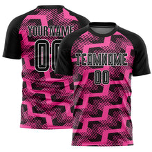 Laden Sie das Bild in den Galerie-Viewer, Custom Black Pink-White Line Sublimation Soccer Uniform Jersey
