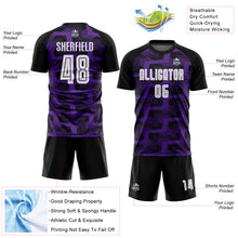 Laden Sie das Bild in den Galerie-Viewer, Custom Black White-Purple Line Sublimation Soccer Uniform Jersey