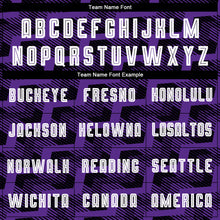 Laden Sie das Bild in den Galerie-Viewer, Custom Black White-Purple Line Sublimation Soccer Uniform Jersey